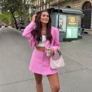 ZARA BOX PLEAT MINI SKIRT LIGHT PINK NWOT